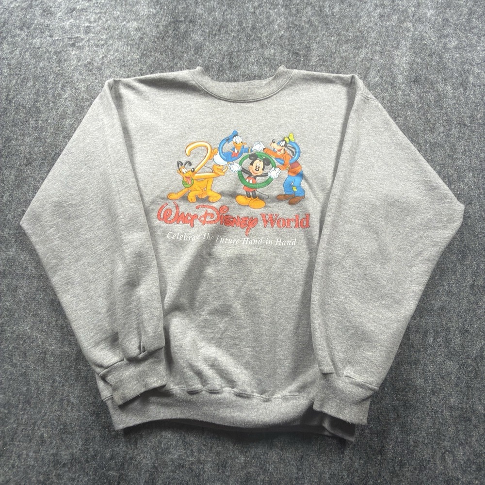 Walt Disney World Sweatshirt Men's M Gray Mickey 2000 Millennium USA Vintage Y2K